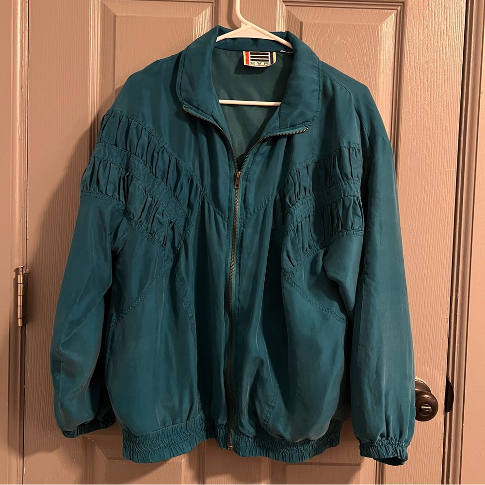 EVR Teal Bomber Jacket 100% Silk